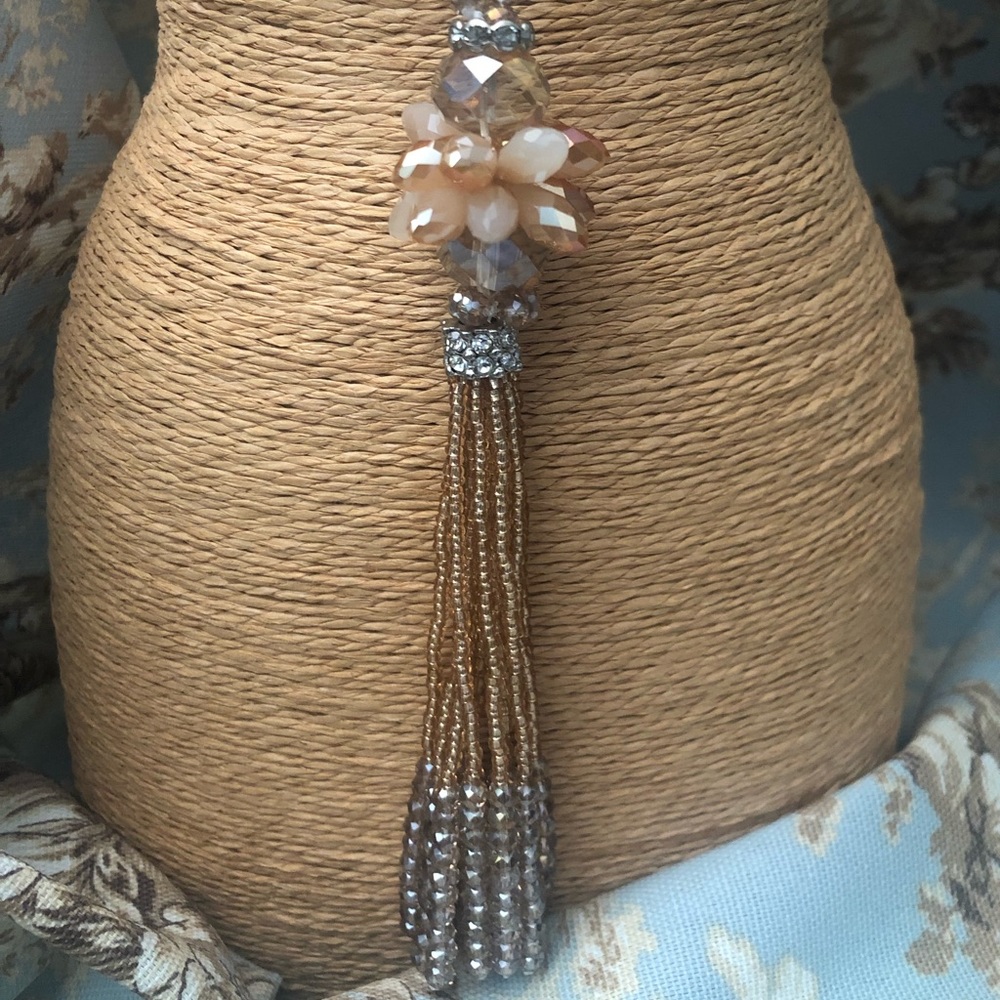 Crystal Tassel Necklace with Matching Earrings